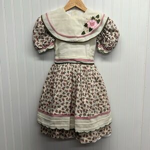 Vintage Karela Kids‎ Floral Peter Pan Collar Sz 8